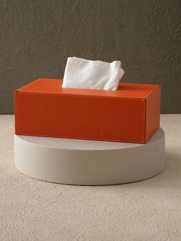 Handmade Black Croc Embossed Leather Tissue Box, 2 of 2