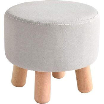 Wooden Footstool Ottoman Pouffe Padded Stool Chair, 9 of 12