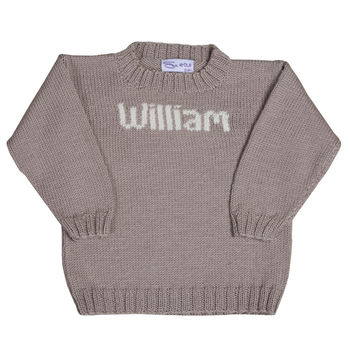 Baby Boy Hand Knitted Personalised Name Sweater, 4 of 4