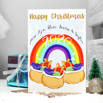 Rainbow Family Name Christmas Card Pack Of Eight, 2 of 11