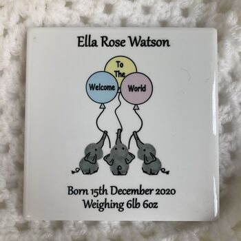 Personalised Welcome To The World New Baby Coaster, 7 of 8