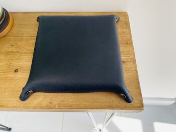 Personalised Dark Blue Leather Desk Accessories Tray, 10 of 12