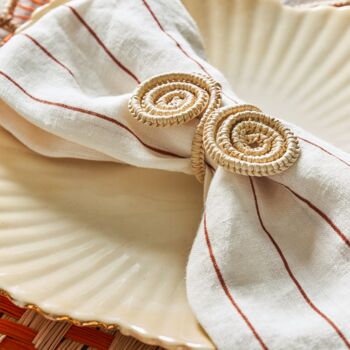 Set X Four Woven Natural Iraca Spiral Napkin Rings, 2 of 4