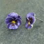 Pansy Purple Flower Purple Stud Earrings, thumbnail 2 of 4