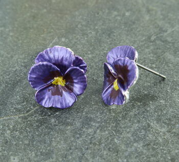 Pansy Purple Flower Purple Stud Earrings, 2 of 4