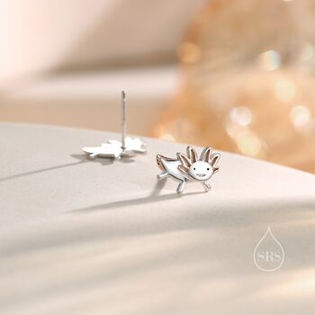 Sterling Silver Tiny Axolotl Stud Earrings, 5 of 12