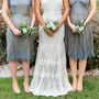 Bespoke Lace Bridesmaid Dresses In Blue Pearl, thumbnail 1 of 6