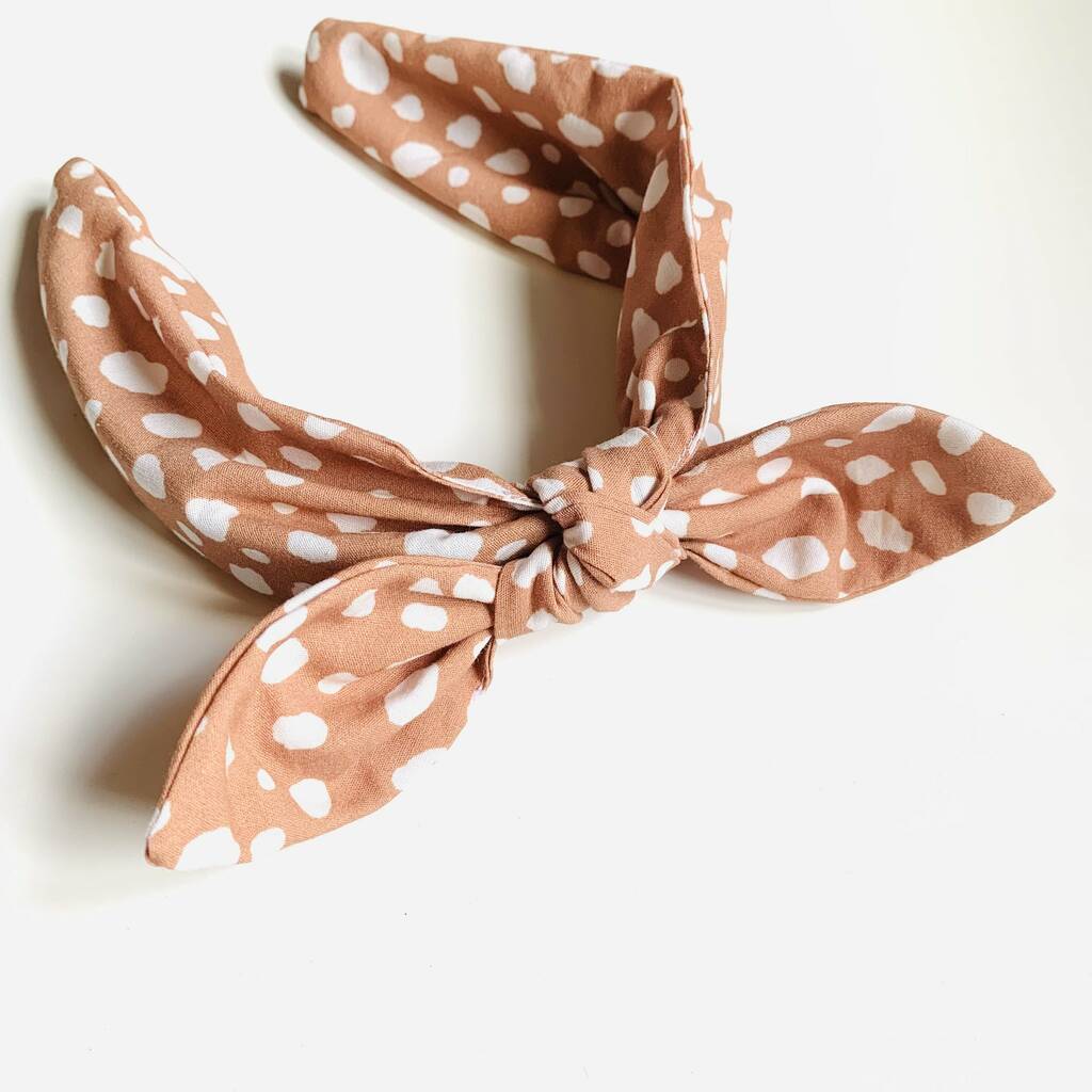 Terracotta Spotted Hairband And Scrunchie Set By Little Sewing Bea