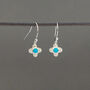 Clover Shaped Drop Earrings With Turquoise Cabochons, thumbnail 3 of 5