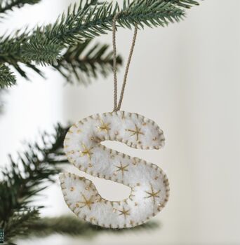 Alphabet Initial Embroidered Felt Christmas Tree Decoration, 2 of 4