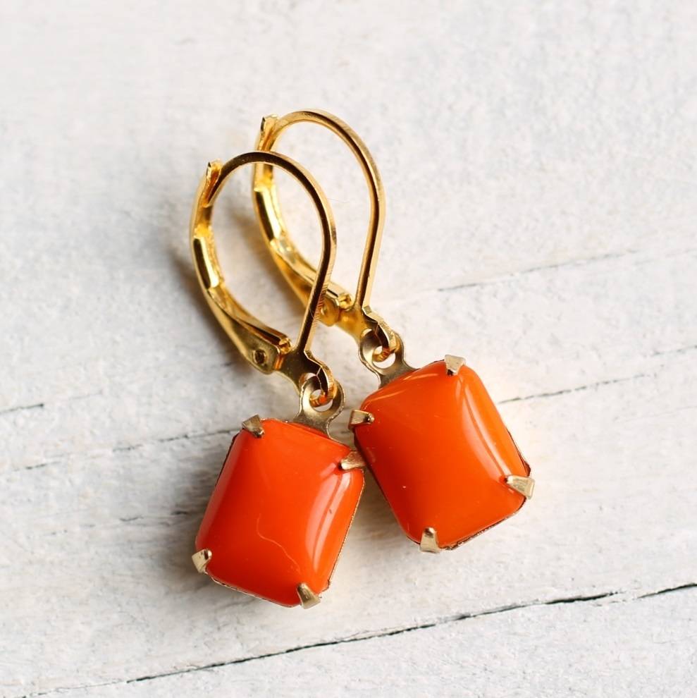 neon orange earrings by silk purse, sow's ear