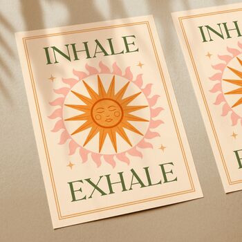 Inhale Exhale, Boho Yoga Quote Art Print Poster, 3 of 4