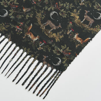 Into The Woods Green Tassel Scarf, 4 of 5