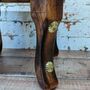 Wooden Gift For Mum; Farmhouse Indian Floral Carved Foot Stool / Low Table, thumbnail 4 of 6