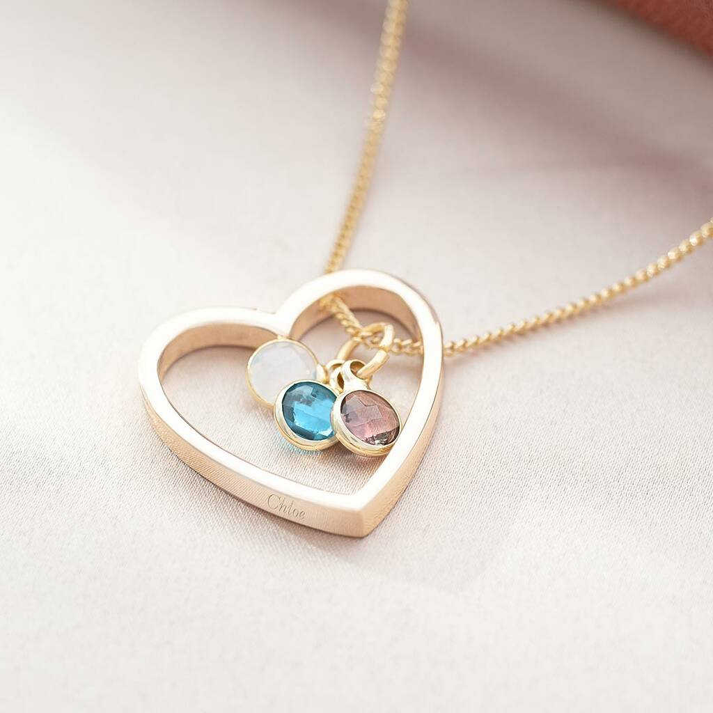 Family Birthstone Heart Personalised 