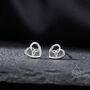 Celtic Heart Stud Earrings In Sterling Silver, thumbnail 5 of 10