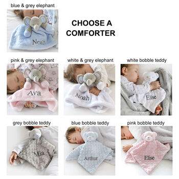 Personalised Grey Baby Gown And Teddy Comforter Set, 4 of 12