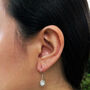 Gold Caged White Pearl Stud Earrings, thumbnail 7 of 8