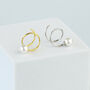 Sterling Silver Pearl Spiral Hoop Earrings, thumbnail 3 of 6