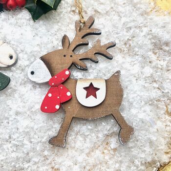 Wooden Personalised Reindeer Decorations, 2 of 3