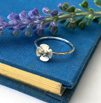 Sterling Silver Mini Blossom Flower Stacking Ring, 3 of 7