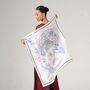 100% Mulberry Silk Scarf, Leopard And Floral In Gift Box, thumbnail 1 of 5