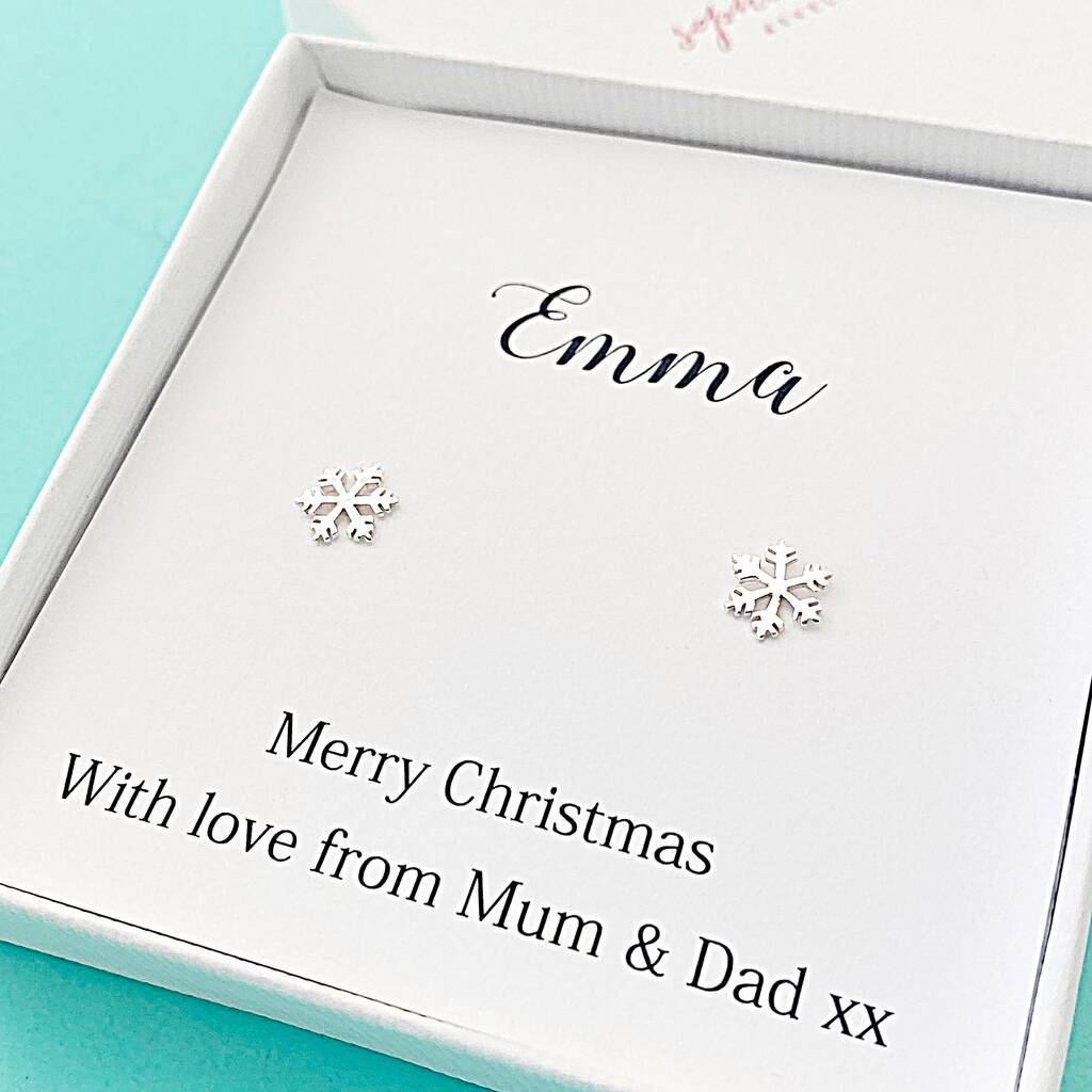 Personalised Sterling Silver Snowflake Earrings, 1 of 3