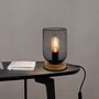 Metal Cage Wooden Base Desk Table Lamp, thumbnail 2 of 6