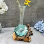 Molten Glass Vase On Teak Driftwood Handmade Wooden Decor Individual Gift, thumbnail 1 of 6