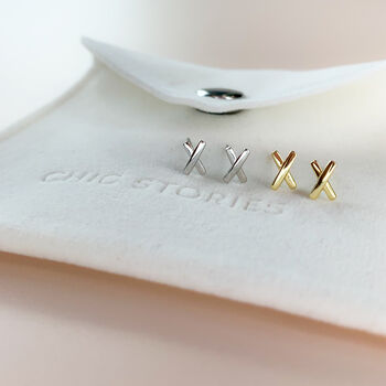 Sterling Silver Minimalist Cross Stud Earrings, 6 of 6