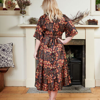 Zaria Silk Print Embroidered Dress 15, 2 of 3