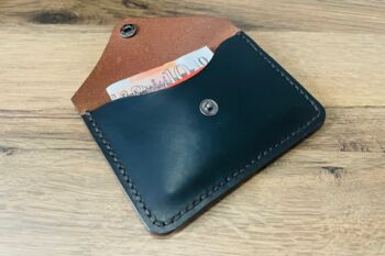 Black And Brown Handmade Leather Card Wallet, 4 of 9