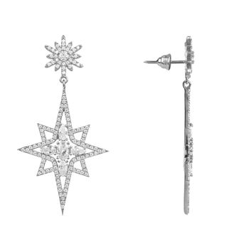 Northern Star Burst Drop Earring Plated Sterling Silver, 8 of 9