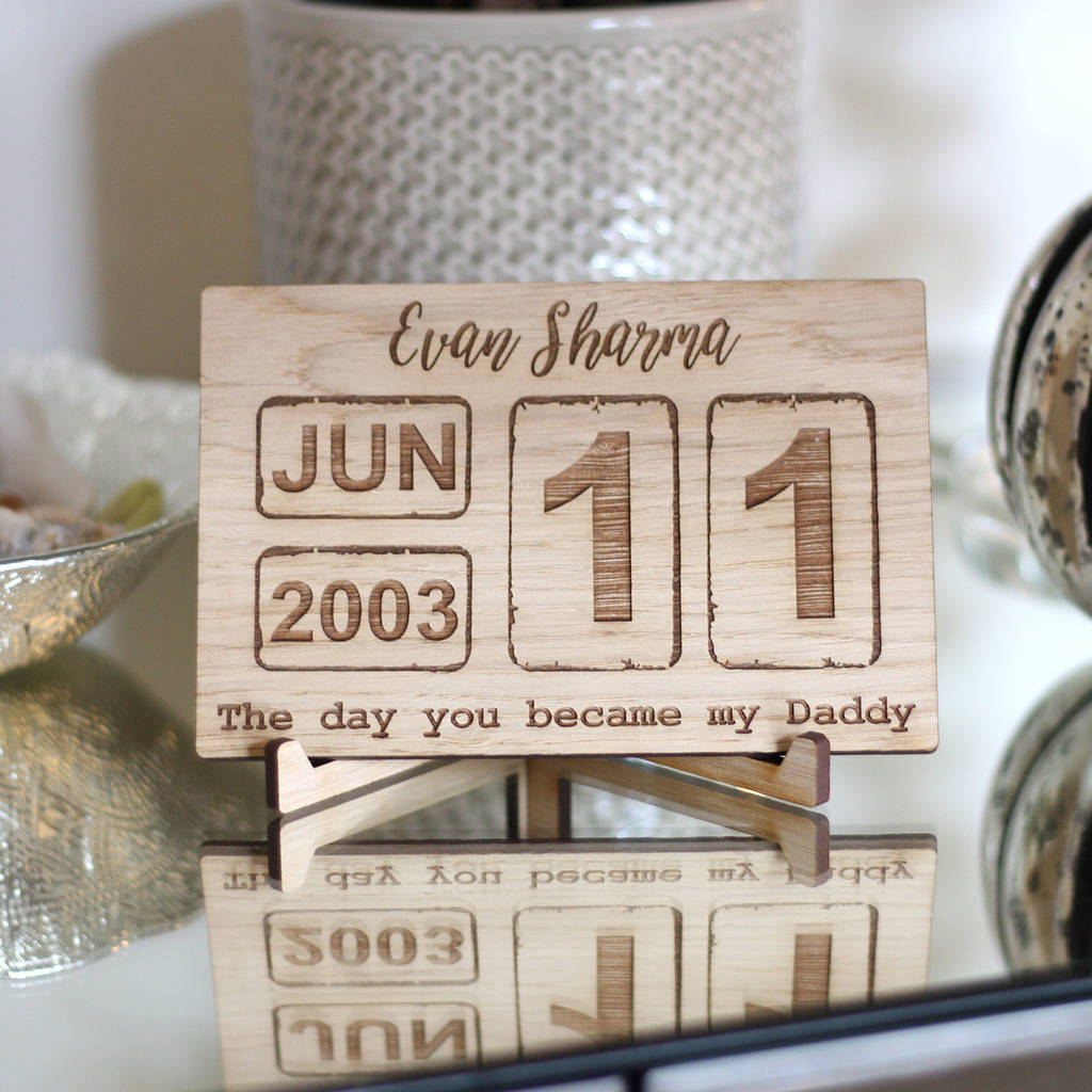 personalised oak calendar date stand / plaque vintage by the laser
