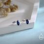 Sterling Silver Marquise Sapphire Blue Stud Earrings, thumbnail 4 of 11