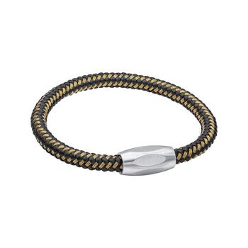 Woven Black And Gold Plated Stainless Steel Bracelet, 4 of 8