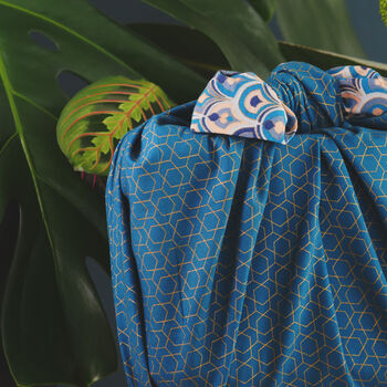 Fabric Gift Wrap Reusable Furoshiki Art Deco, Ocean, 3 of 7