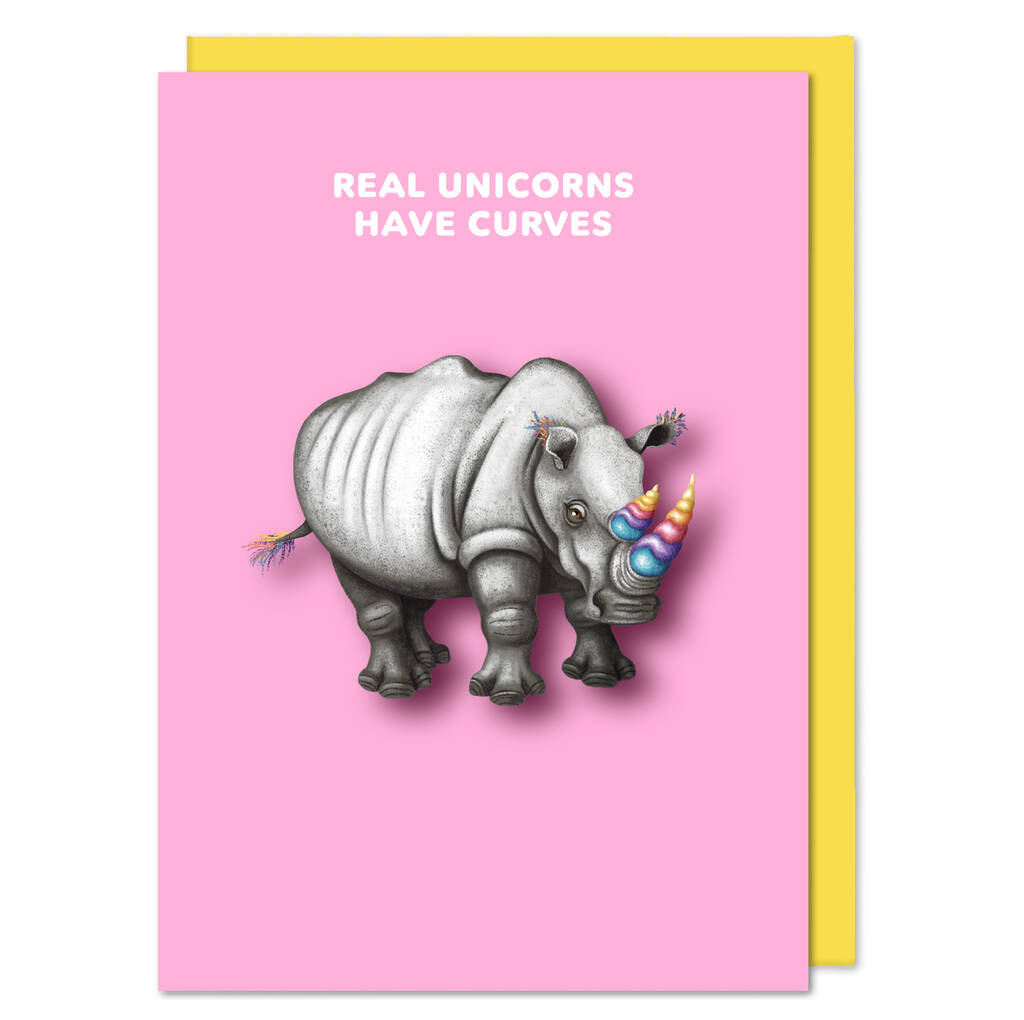 Handmade Real Unicorns Have Curves Card