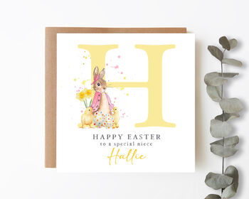 Personalised Easter Card Pink Bunny Splatter, 2 of 4