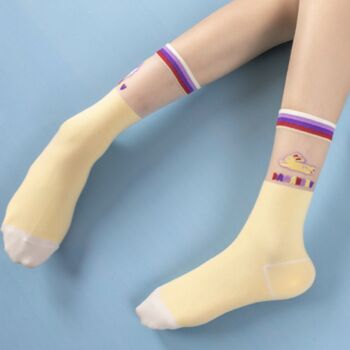 Summer Sanrio Yellow Rabbit Mid Calf Socks For Friends, 2 of 5