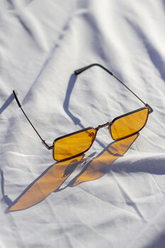 Orange Nose Bridge Angular Rectangle Aviator Sunglasses, 6 of 8