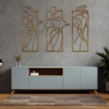 Three Muses: Contemporary Wooden Ladies Wall Art, 6 of 12