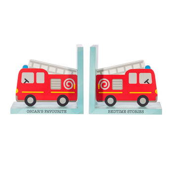 Personalised Kids Fire Engine Bookends, 5 of 9