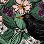 Blackbird Hedgerow Print A3 Nature Lover Wall Art, thumbnail 3 of 4
