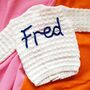 Hand Embroidered Personalised Baby Name Cardigan, thumbnail 1 of 9
