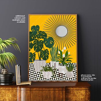 Sunray Mirror And Monstera Plant Print, 2 of 8