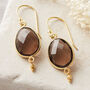 Brown Topaz Oval Drop Gold Plated Earrings, thumbnail 1 of 12