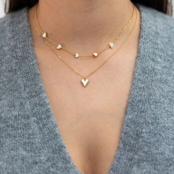 Mother Of Pearl Hearts Choker Necklace, 3 of 4