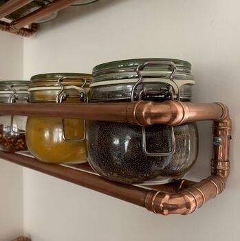 Handmade Copper Kitchen Shelves, With Storage Jars, 6 of 8