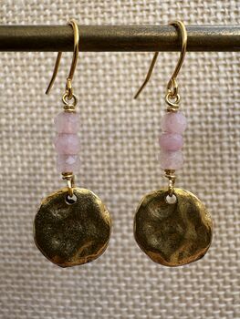 Aurora Hammered Coin Gemstone Earrings, 4 of 8